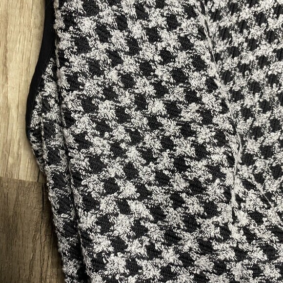 CJ Banks Belted Vest Pockets Houndstooth Sleeveless Petite Large Black White - Picture 6 of 10